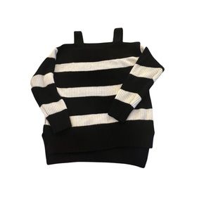 Soho Jeans New York & Company Black and White Cold Shoulder Sweater Size Small